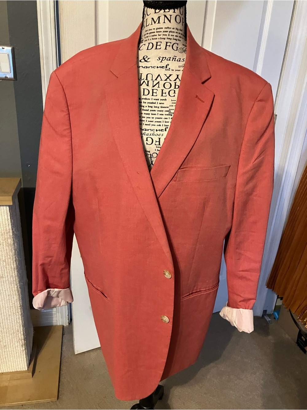 Stafford Coral Single-Breasted Sport Coat Blazer